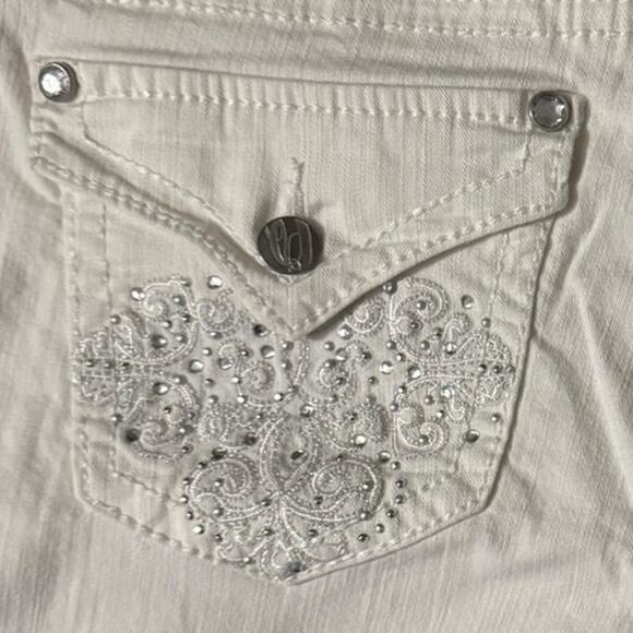 Nine West White Beaded Clam Digger Jeans Size 12 Cropped Retro Sparkle - Picture 7 of 7